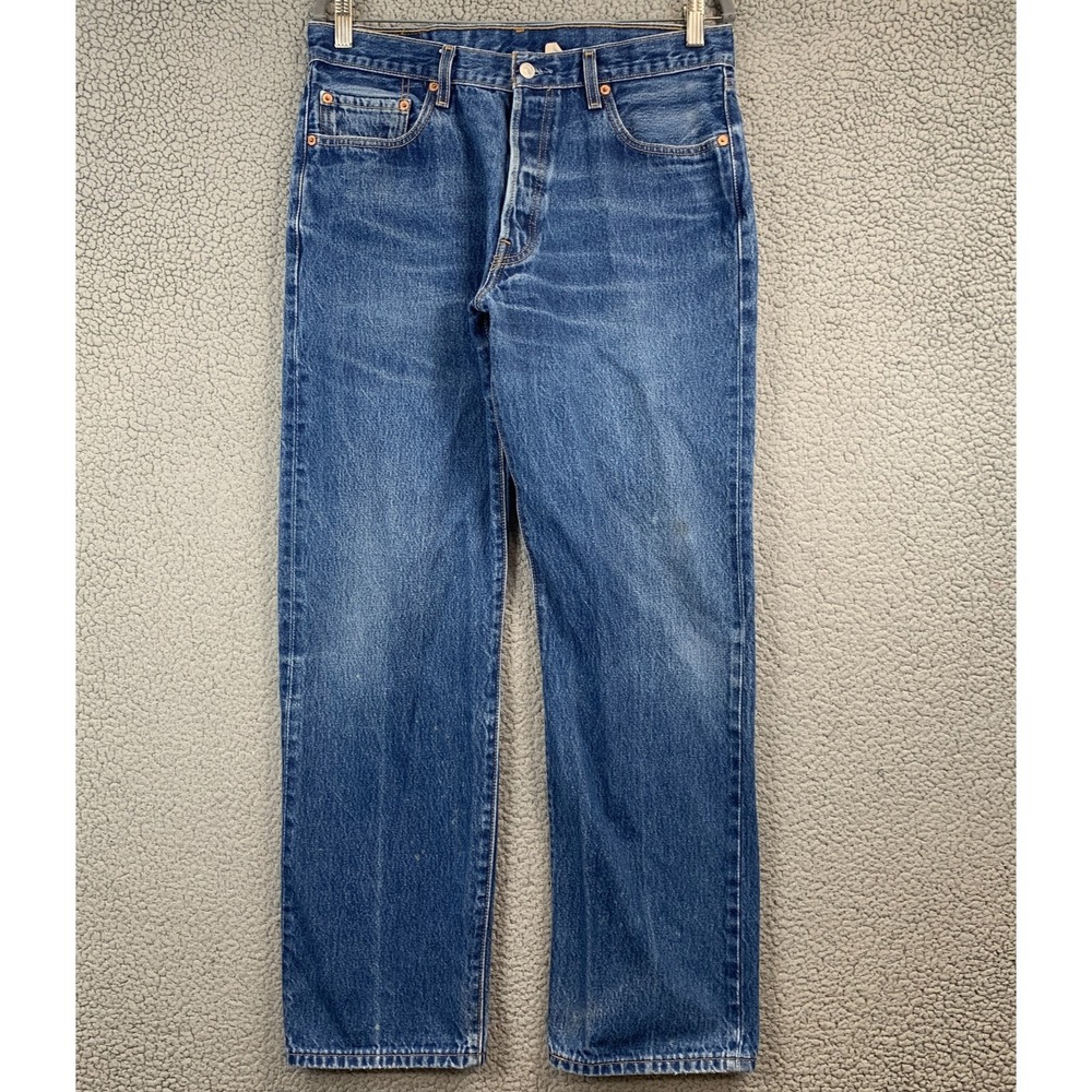Vtg Levi's 501 XX Jeans Mens 35x34 (33x32) Dark Blue Wash Button Fly Whiskering